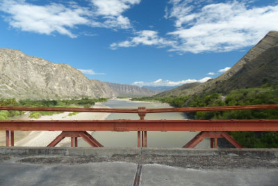 Old suspension bridge across the Marañon River